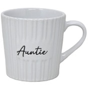 Wholesale - 16oz White Mug with Embossed Pattern and Debossed "Aunt" C/P 24, UPC: 195010107709